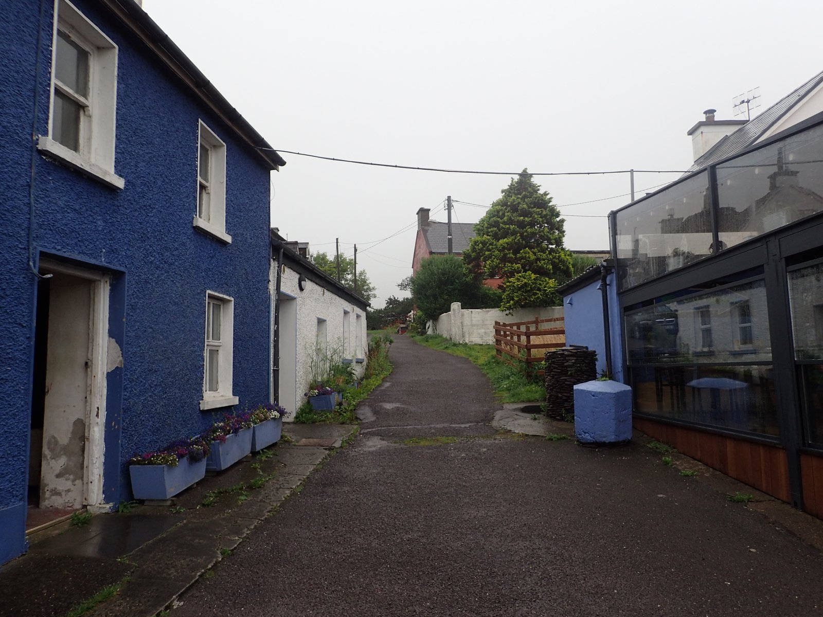 A quiet lane of painted houses on the Dingle Peninsula