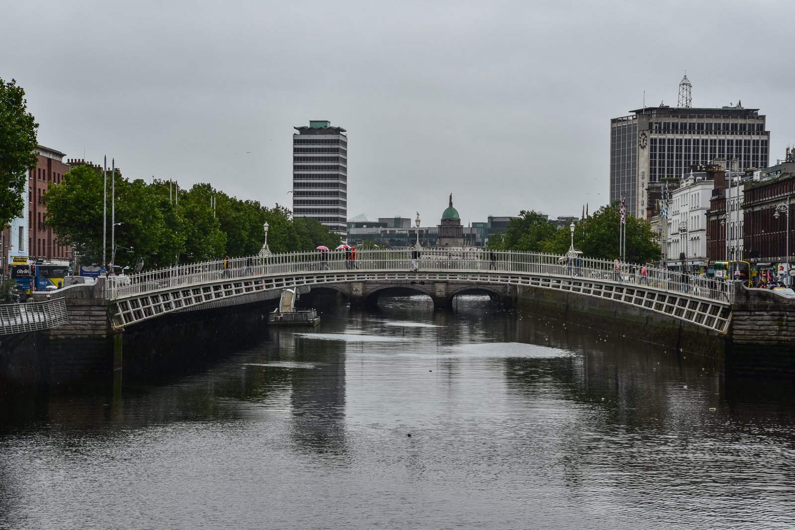 The Ha'penny Bridge over the River Liffey in Dublin