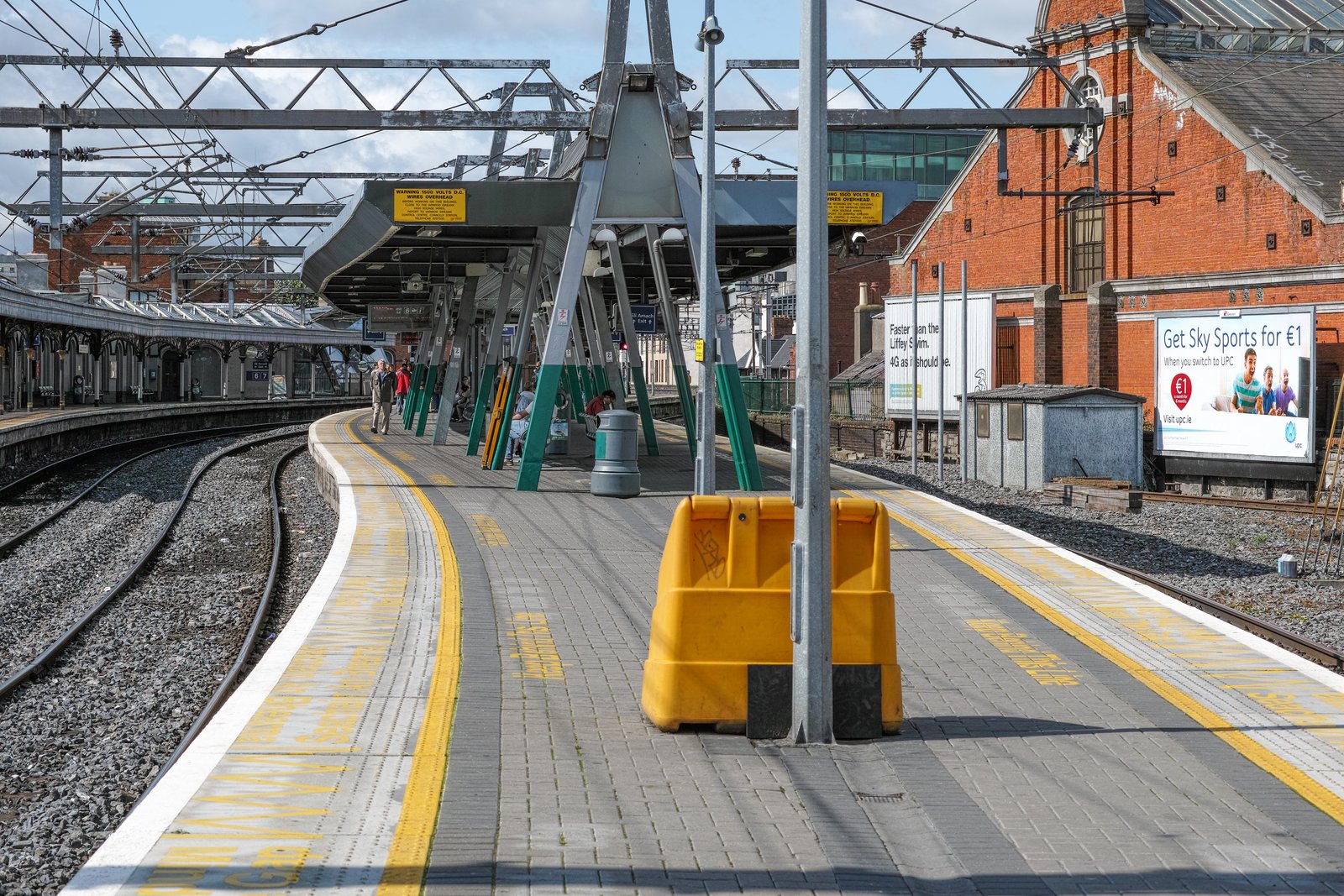 A Dublin train station platform and tracks