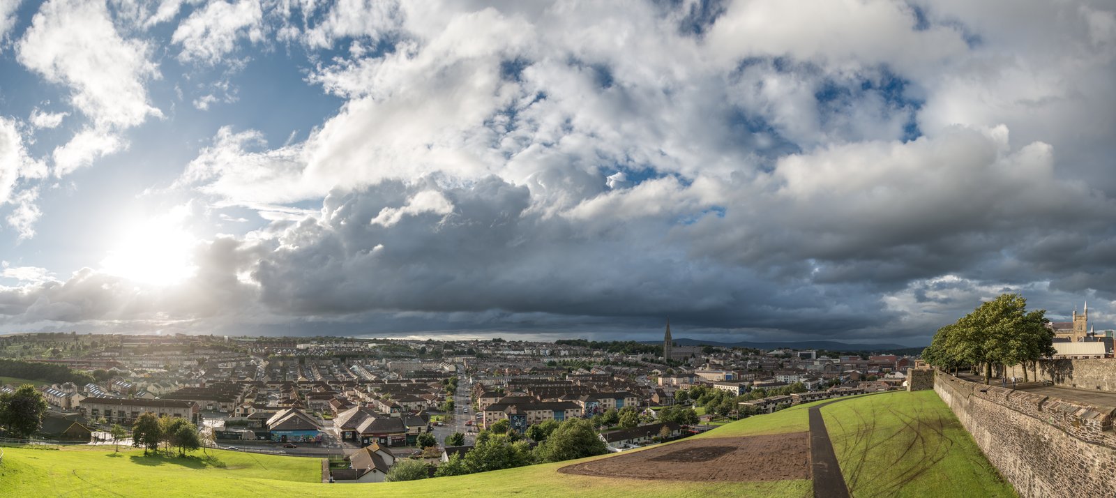 View from Derry's 17th-century city walls over the Bogside and the River Foyle.