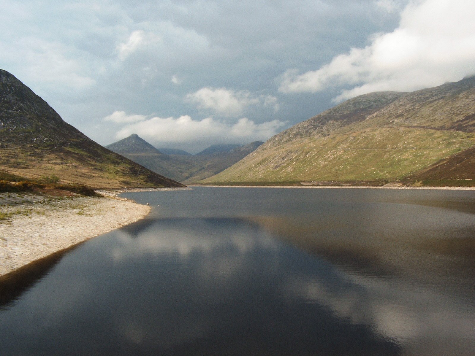 Silent Valley reservoir with the Mourne peaks rising behind it