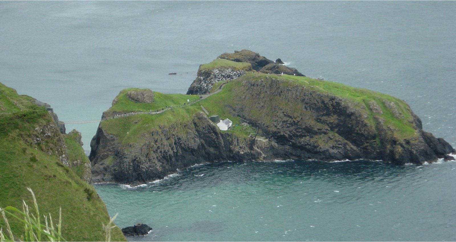 The island and rope bridge at Carrick-a-Rede on the County Antrim coast
