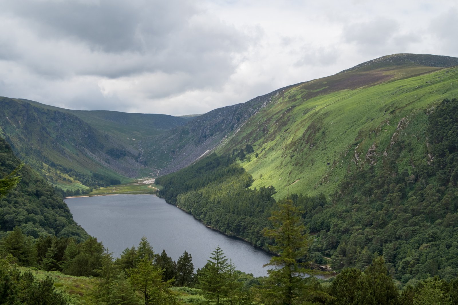 Glendalough's Upper Lake in the wilder upper end of the glacial valley