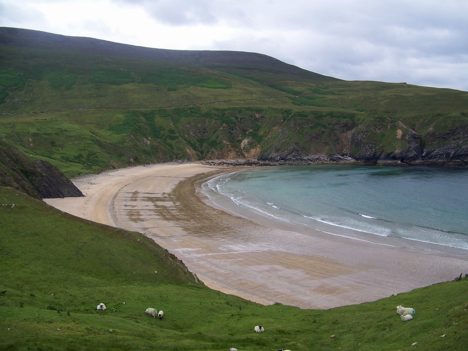 Silver Strand beach in a horseshoe cove at Malin Beg, County Donegal
