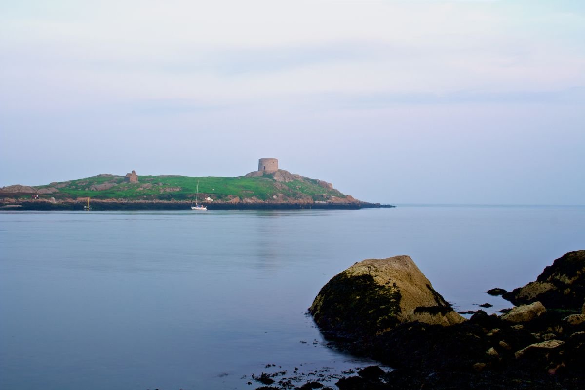 Dalkey Island and its Martello tower off the coast south of Dublin