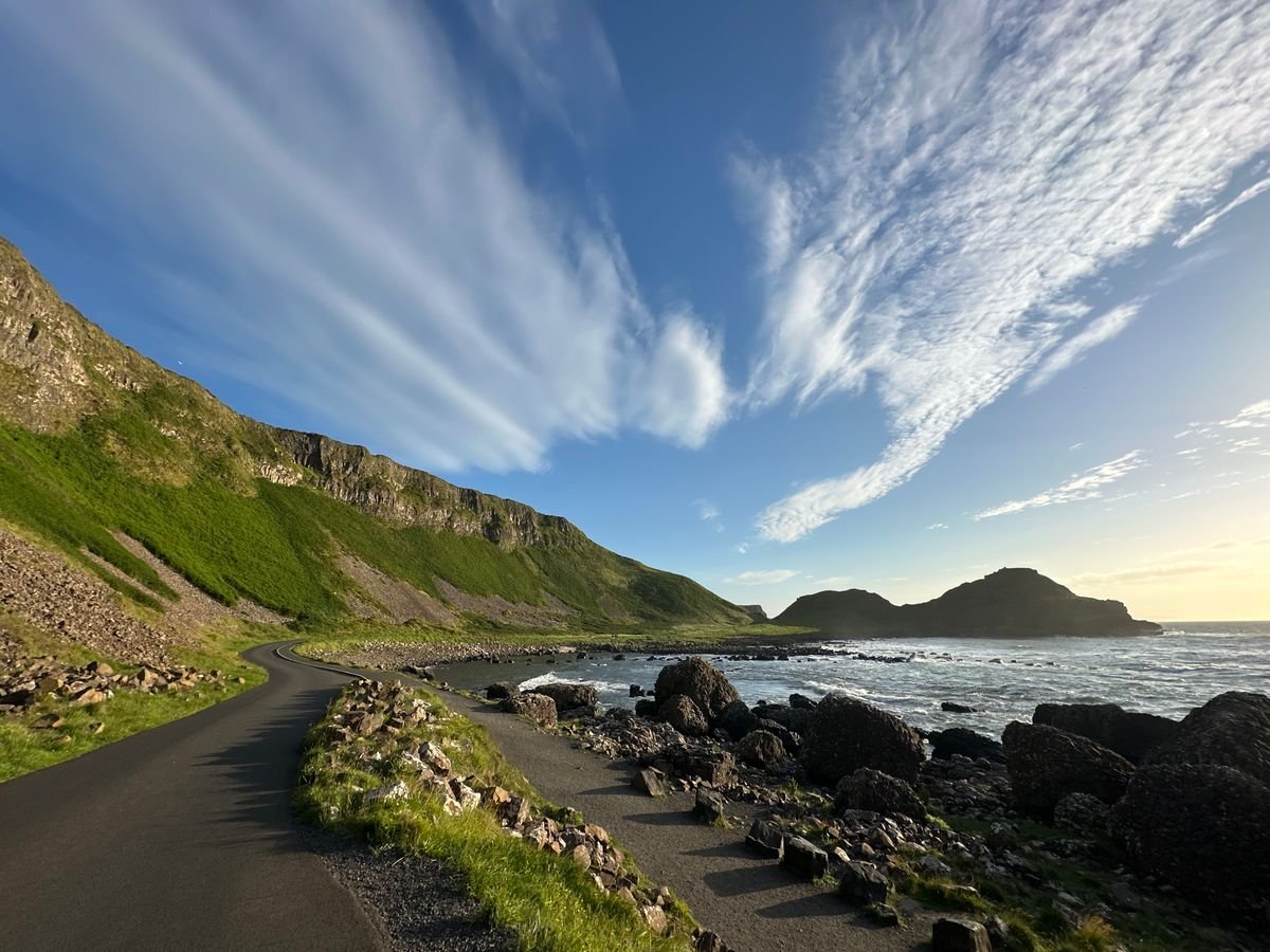 Coast road running along the Causeway Coast in County Antrim