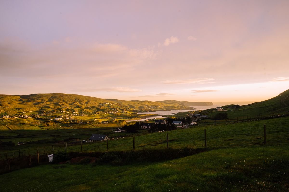 The Donegal coast near Ardara where two glens drop to the sea
