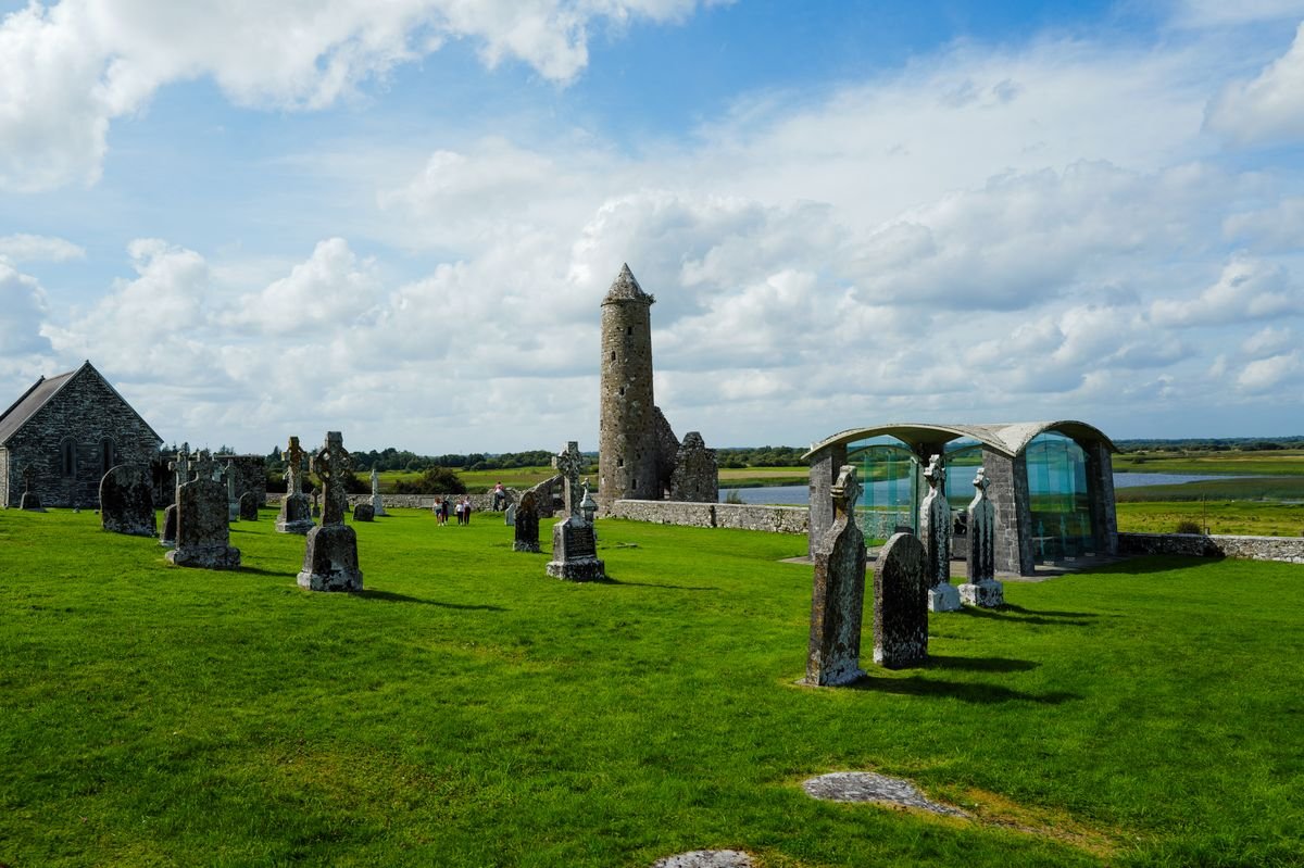 Clonmacnoise on the Shannon, one of Ireland's most important early Christian sites