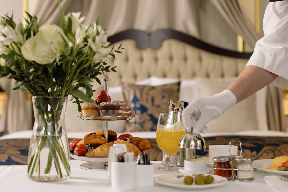 Breakfast served in the room at an Irish hotel