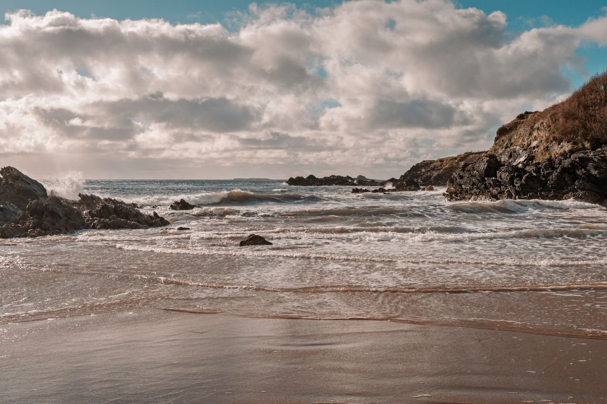 A rocky beach on the Ardmore coast, County Waterford