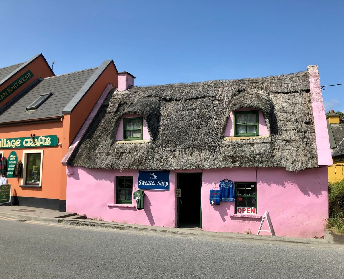 A thatched cottage craft shop on the main street in Adare, County Limerick