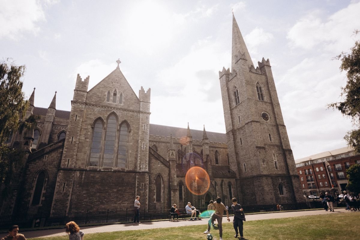 St Patrick's Cathedral in Dublin under summer sun