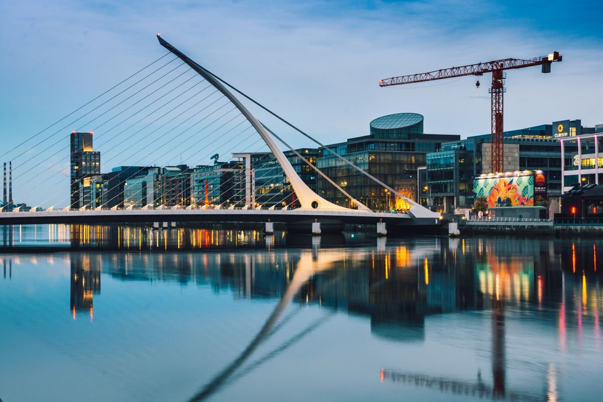 The Samuel Beckett Bridge over the Liffey in the Dublin docklands near EPIC