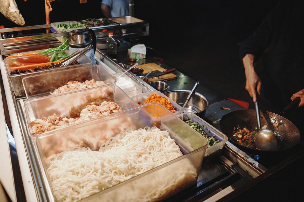 Fresh food stall at a Belfast market