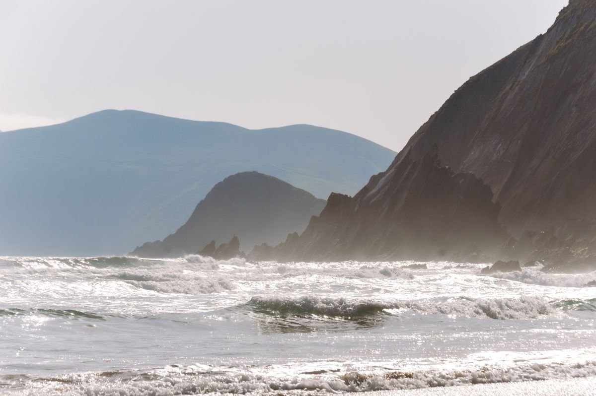 Rugged coastal cliffs and Atlantic surf on the Dingle Peninsula in County Kerry