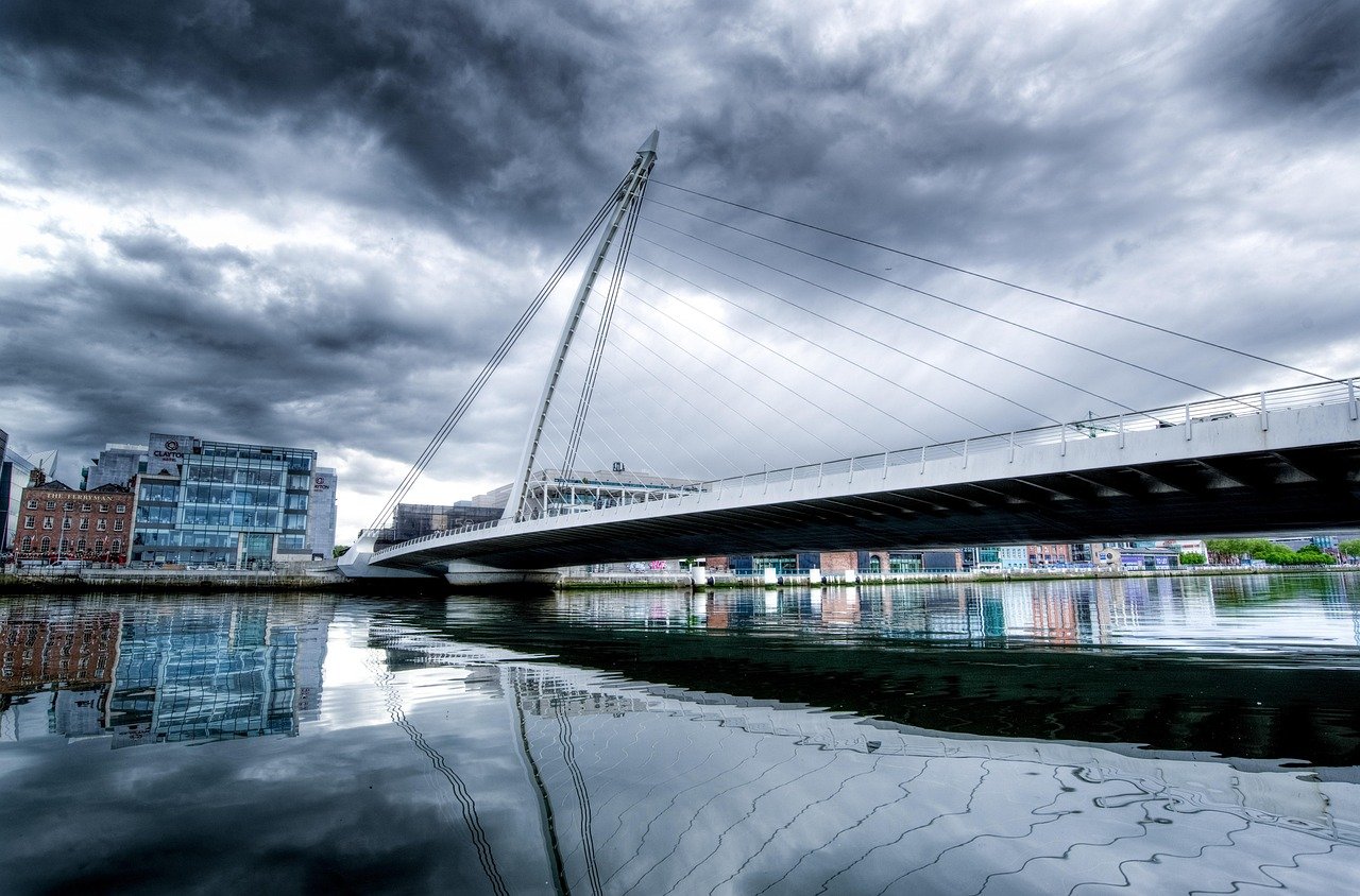 The Samuel Beckett Bridge over the River Liffey in the Dublin Docklands