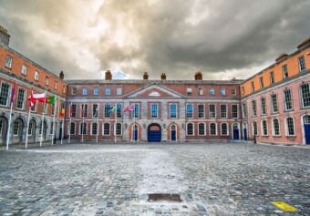 Dublin Castle Upper Yard courtyard with flags