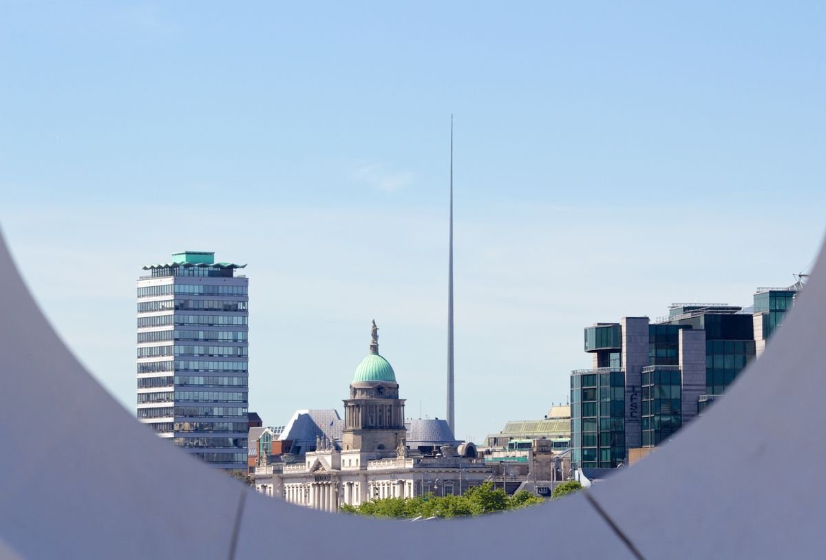 Dublin Spire and Custom House dome on the skyline