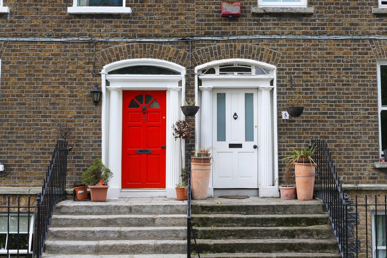 Colourful Georgian front doors on a Dublin street