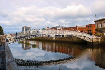 The Ha'penny Bridge over the River Liffey in Dublin
