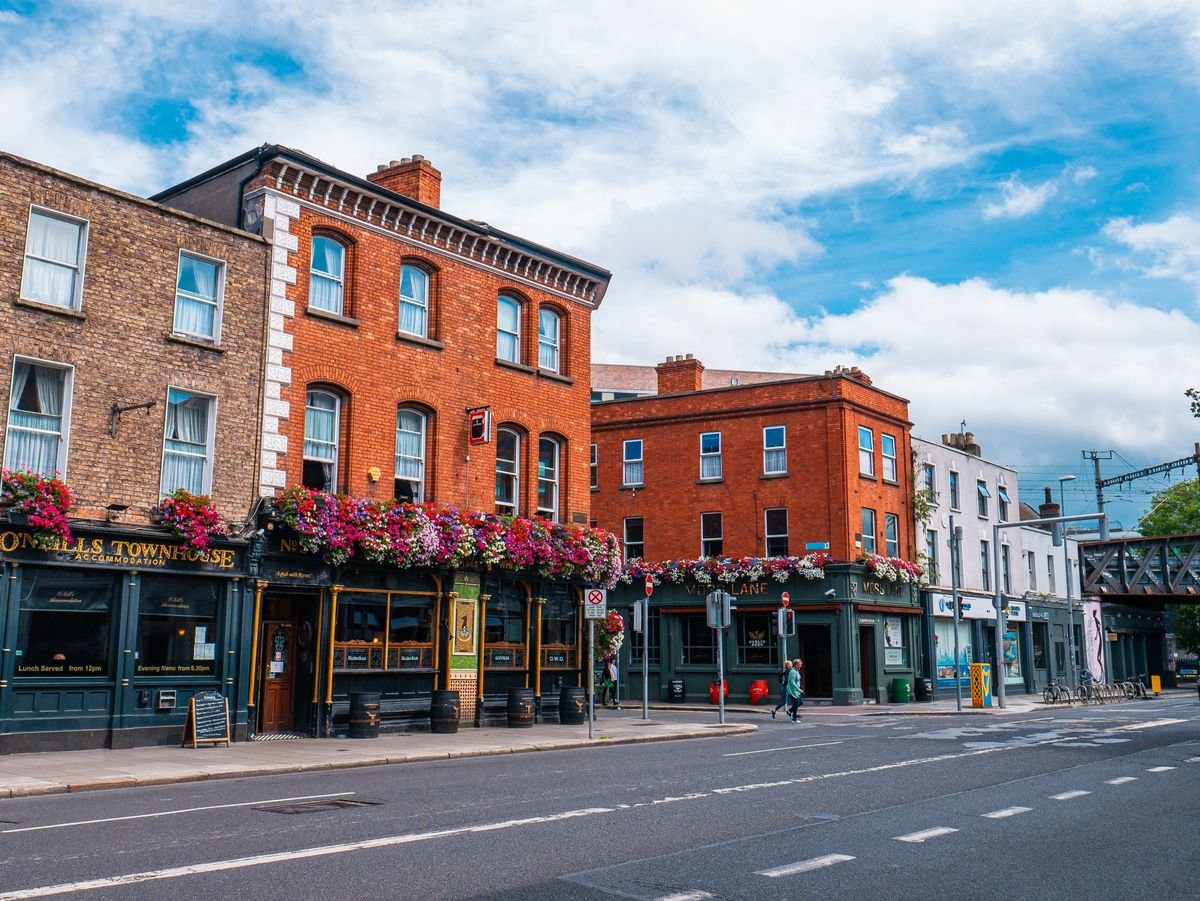 A colourful Dublin side street with a corner pub