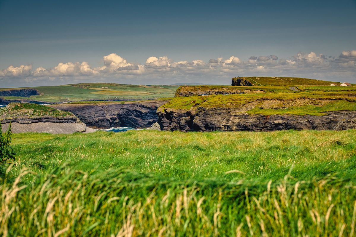 Green County Clare countryside meeting the coast