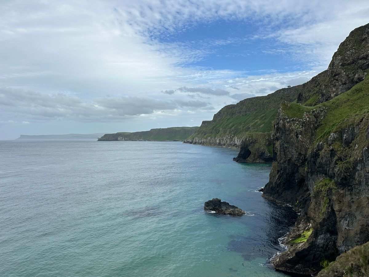 Green cliffs and blue sea on the Antrim coast