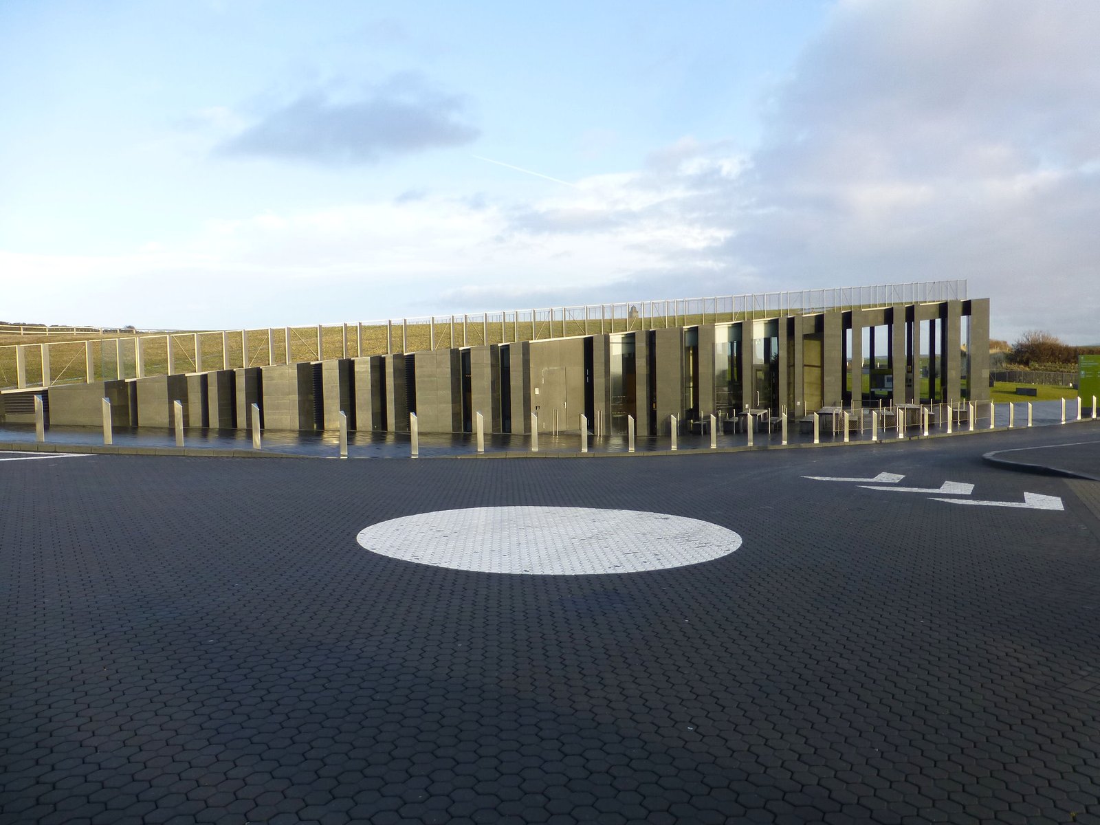The parking area outside the Giant's Causeway Visitor Center with a marked bay