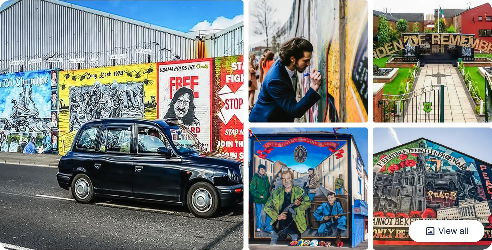 A Belfast taxi, political murals, and the peace wall on the political taxi tour