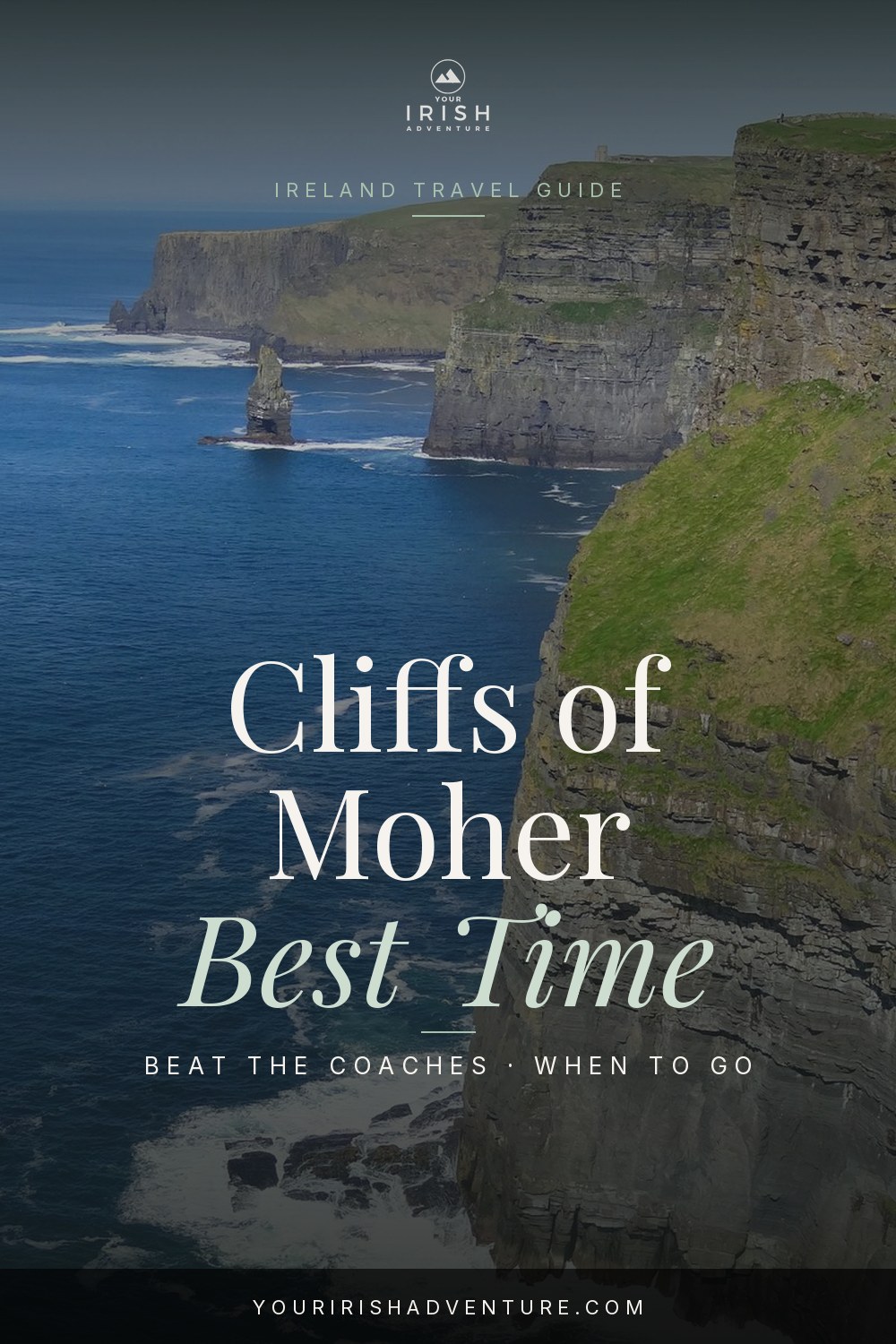 Cliffs of Moher rising over the Atlantic on the west coast of Ireland with an empty clifftop path