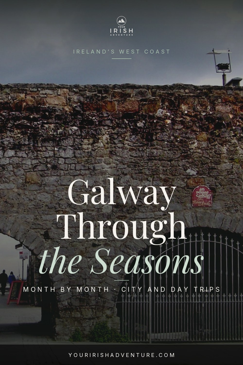 Best time to visit Galway pin showing the Spanish Arch