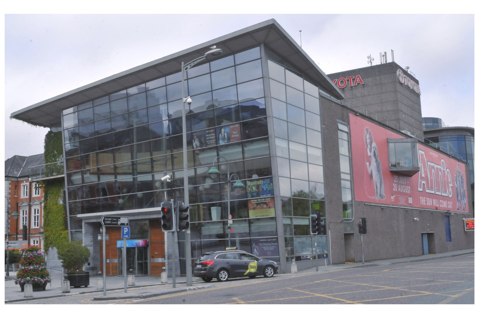 The glass-fronted entrance to Cork Opera House
