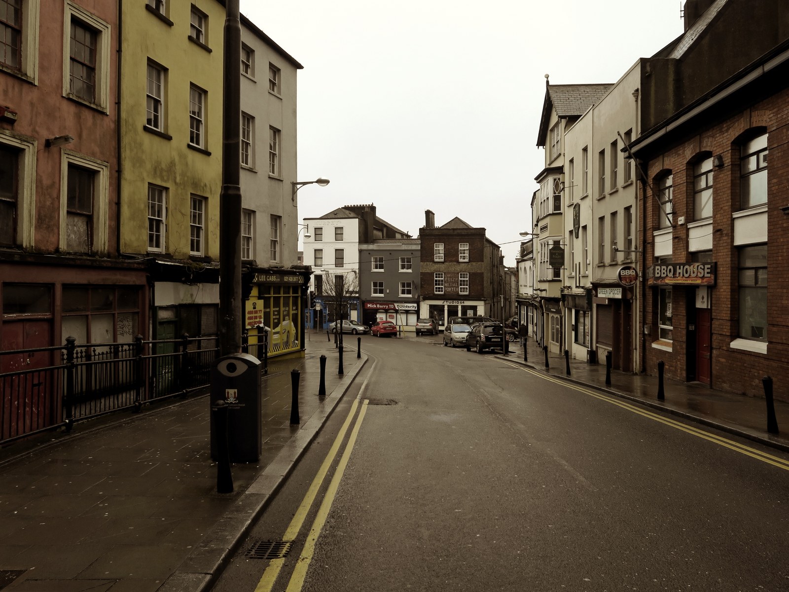 Buildings and storefronts along Shandon Street in Cork