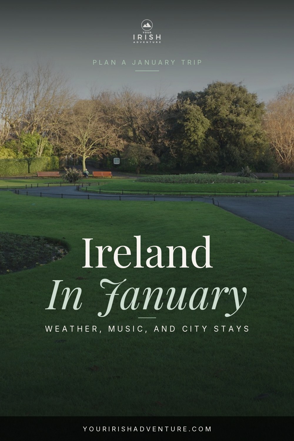 Ireland in January guide over winter trees in St Stephen’s Green