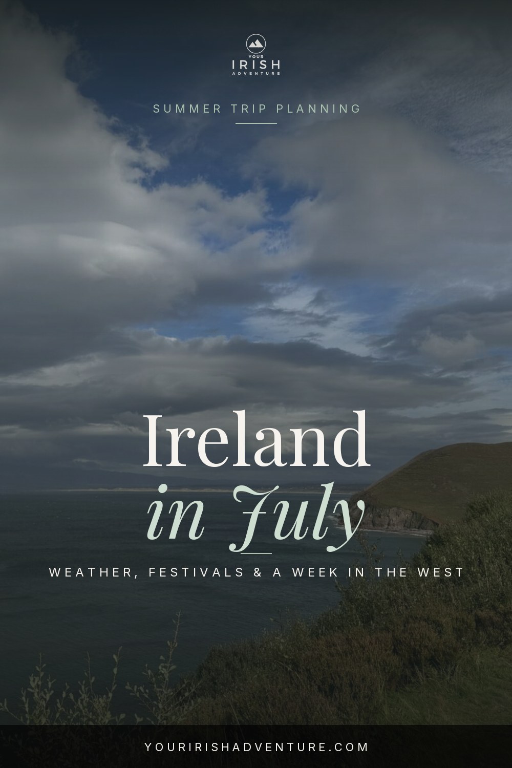 Ireland in July travel planning pin with the Kerry coast
