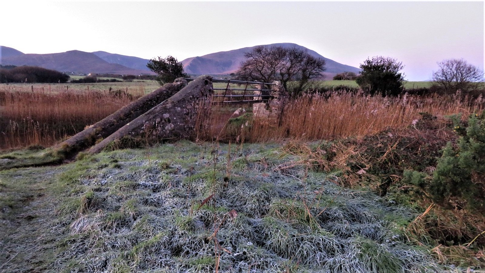 Frost on grass and fields on the Dingle Peninsula