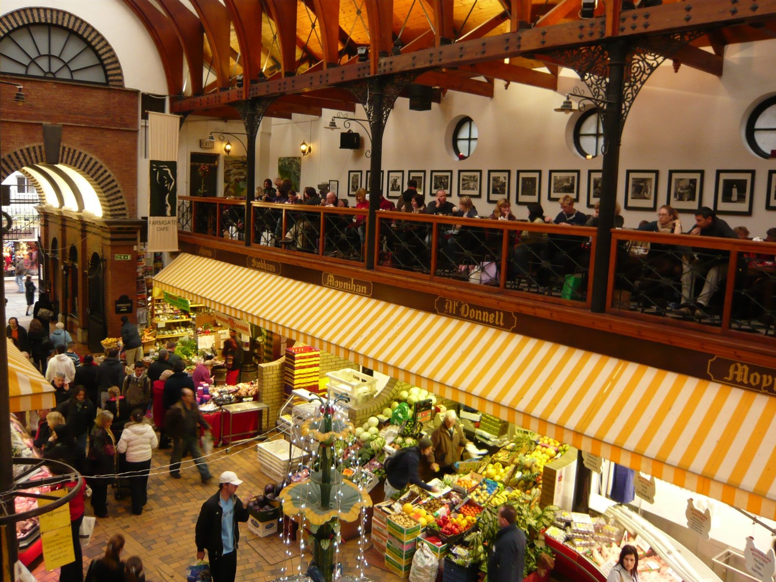Food stalls and the upper floor of Cork’s English Market