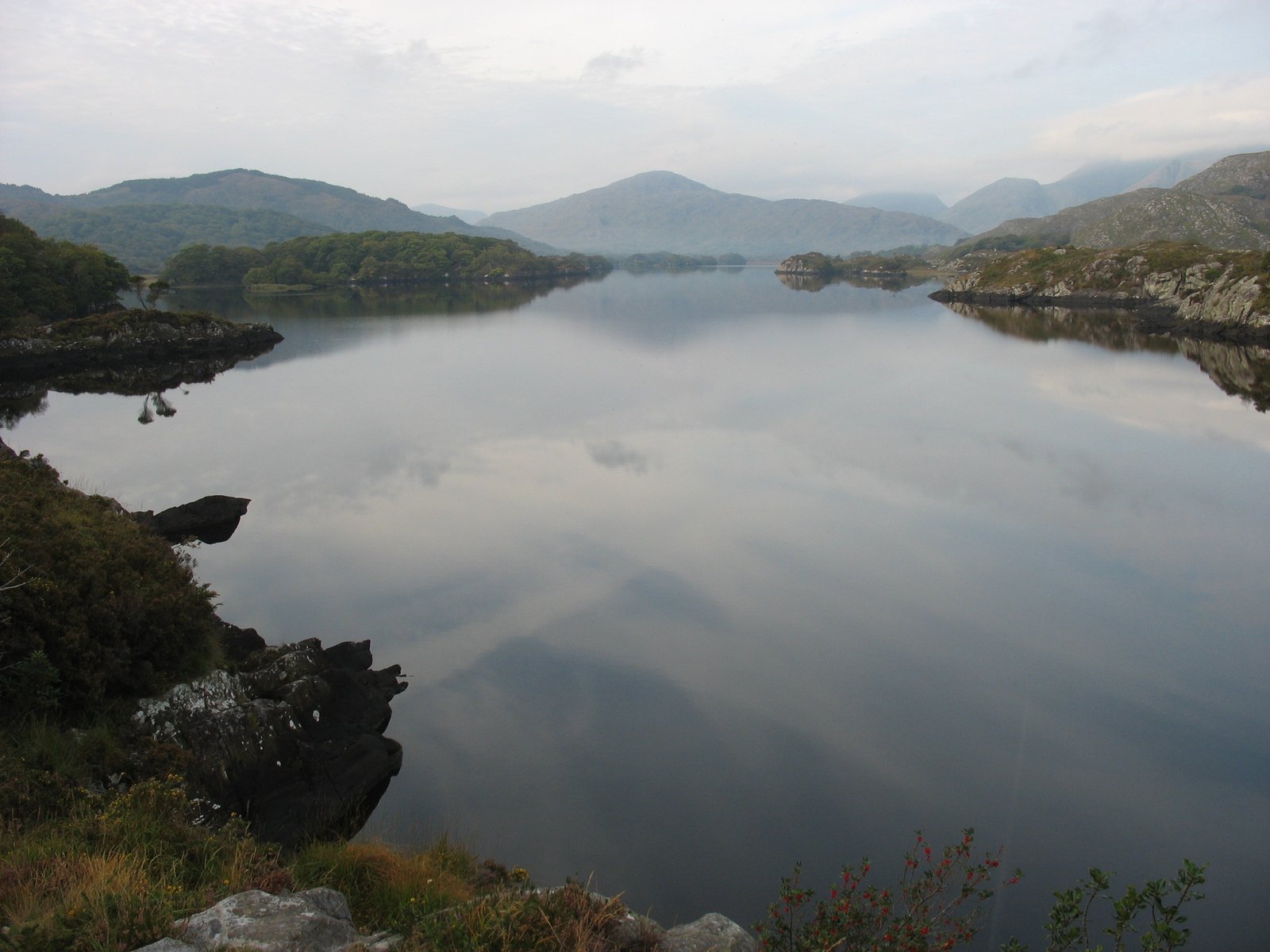 Clouds reflected on Upper Lake in Killarney National Park