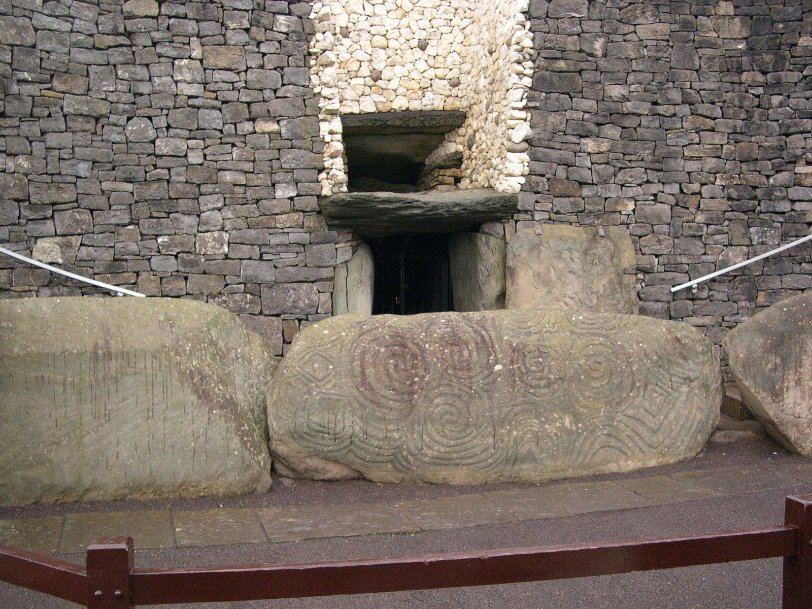 Carved entrance stone outside Newgrange in County Meath