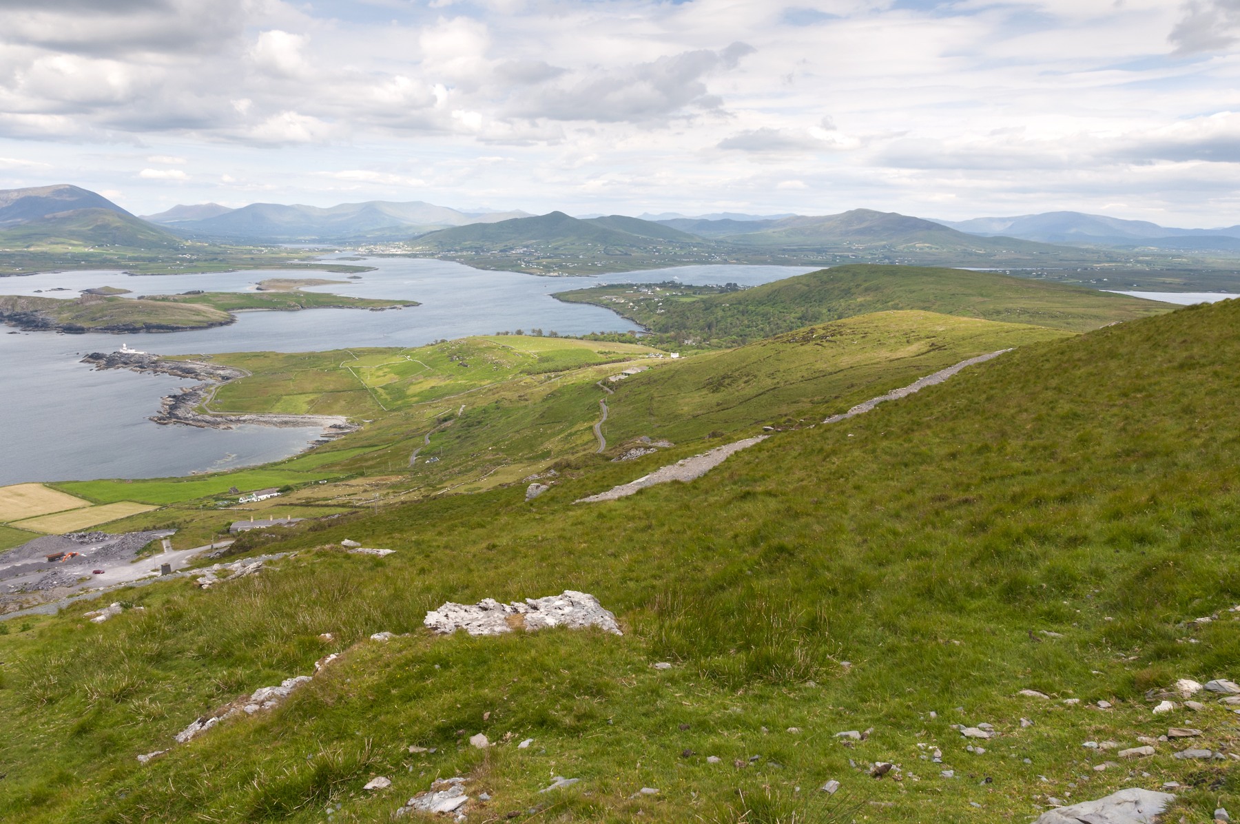 View from Geokaun Mountain across Valentia Island toward Cahersiveen