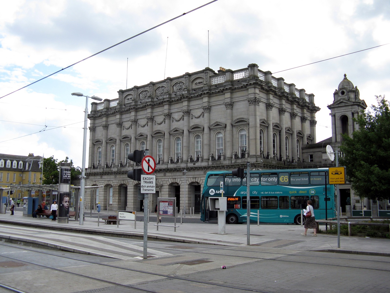 Dublin Heuston station exterior and tram wires