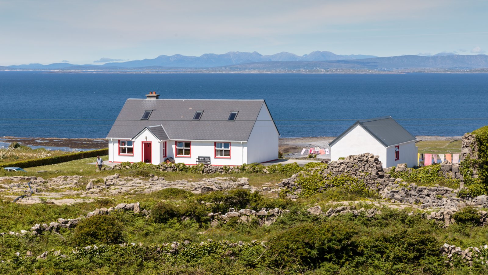 White island house above Galway Bay in the Aran Islands