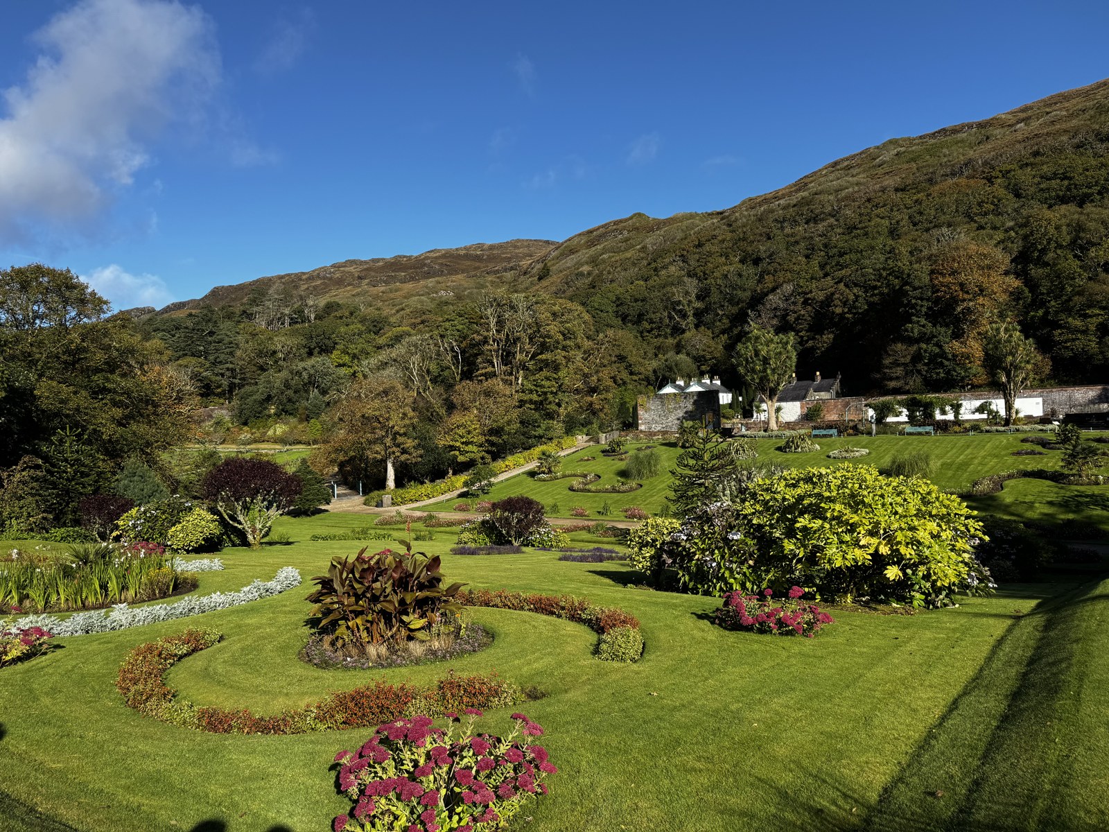 Flower beds and paths in Kylemore Abbey Victorian Walled Garden