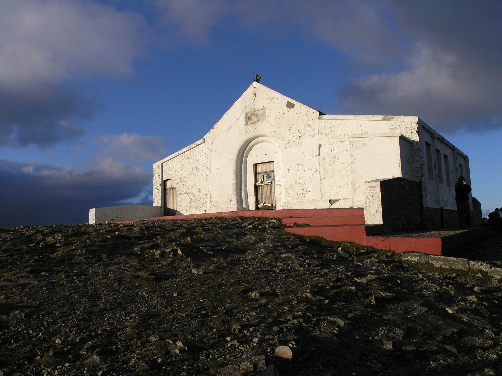 Sunlight on Saint Patrick’s Chapel at the summit of Croagh Patrick