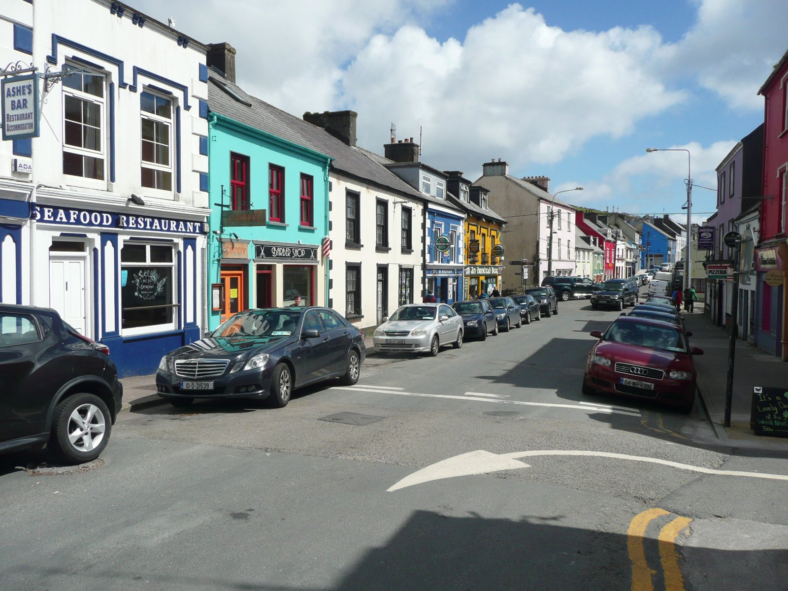 Shops and restaurants along Main Street in Dingle