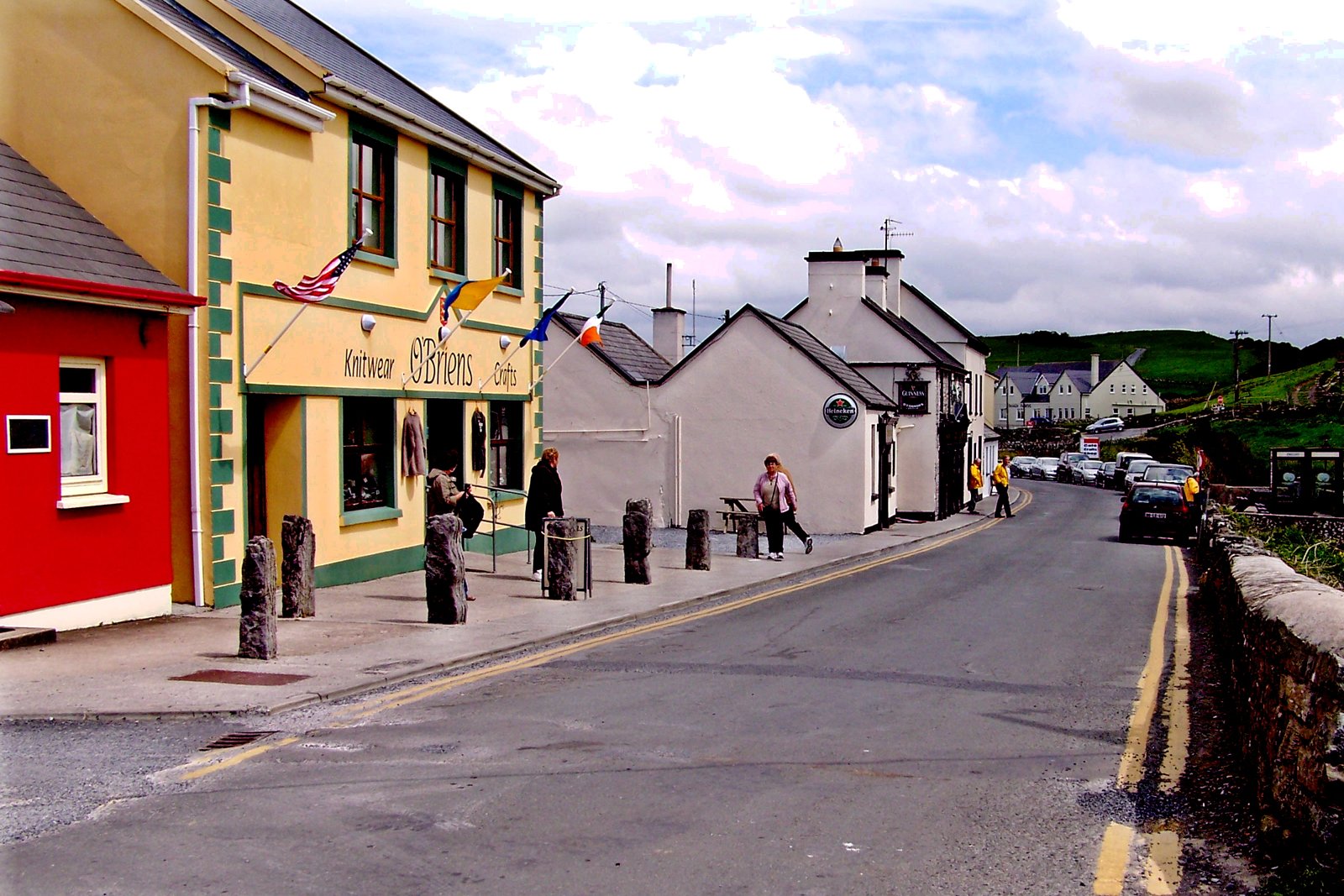 Fisher Street in Doolin with shops and visitors