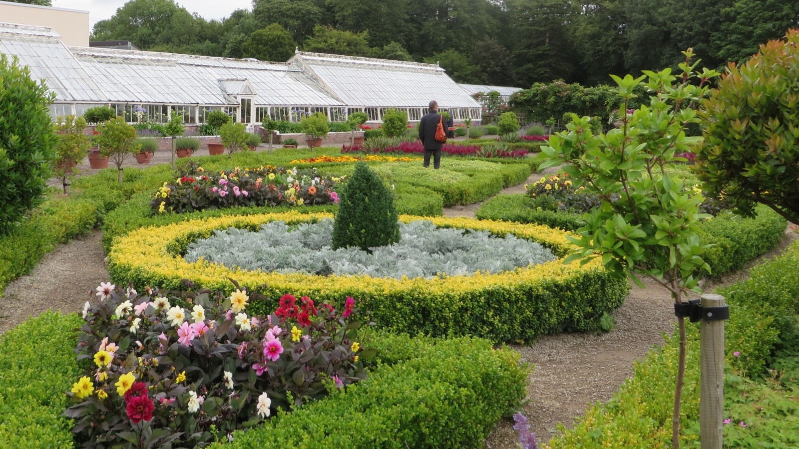 Flower beds and glasshouses in the Muckross gardens