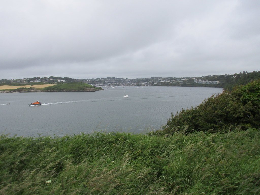 Kinsale harbor under an overcast sky